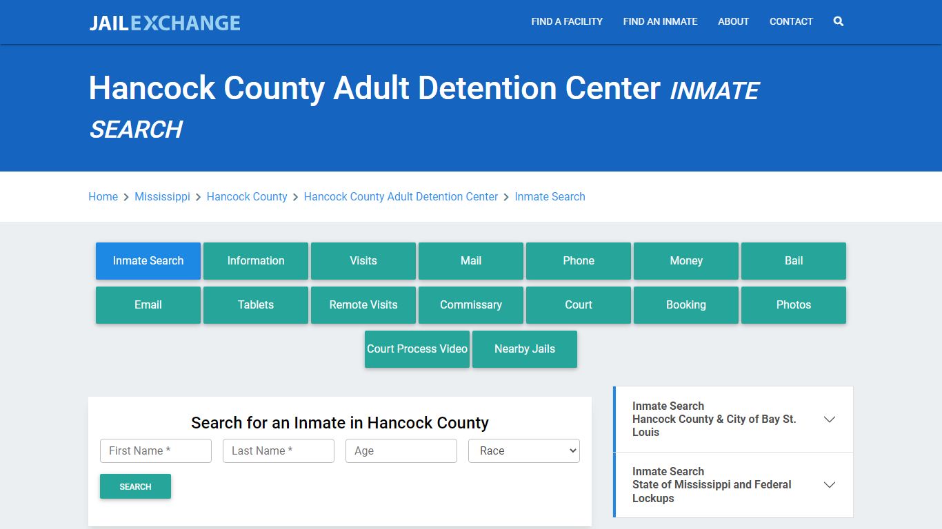 Hancock County Adult Detention Center Inmate Search